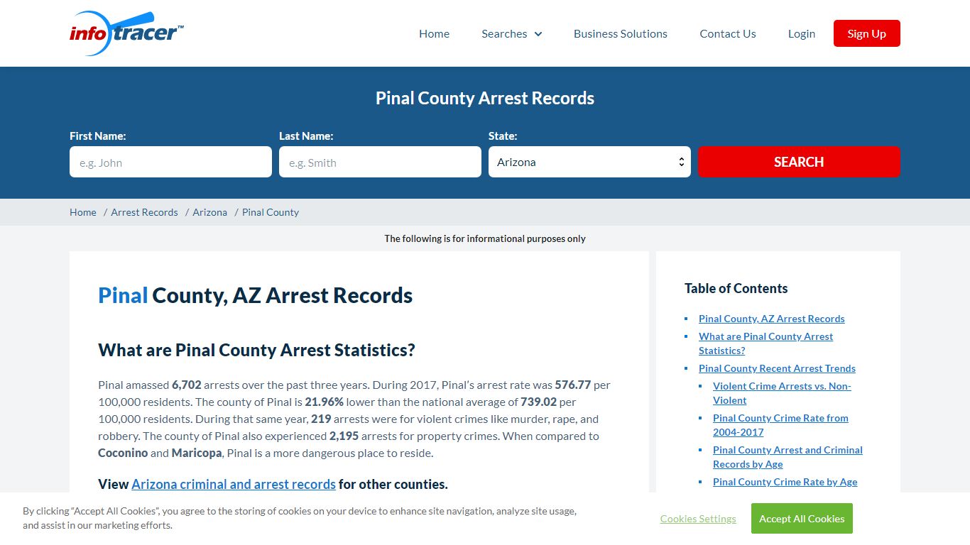 Pinal County, AZ Arrests, Mugshots & Jail Records - InfoTracer